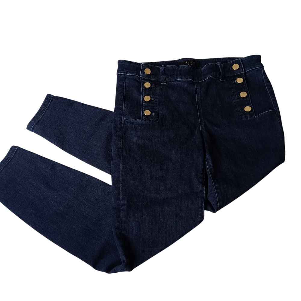Ann Taylor High Rise Blue and Gold Jeans